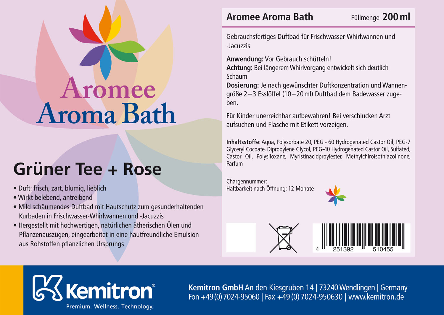 Aromee Aromabath "Grüner Tee + Rosen"